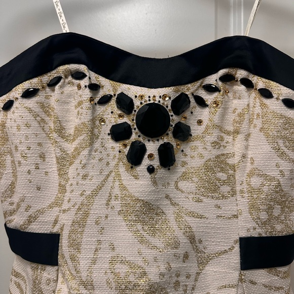 Lilly Pulitzer Strapless White and Gold with Black beaded accents Dress - Picture 3 of 7